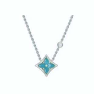 Louis Vuitton Blue Enamel Flower Diamond Necklace